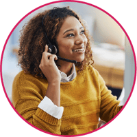 A customer service agent helping a customer with a core conversion